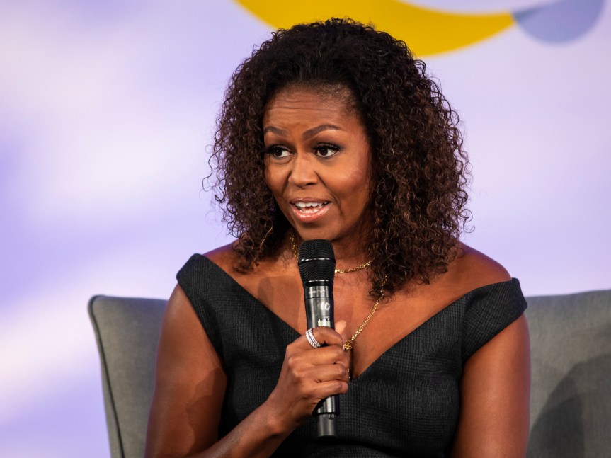Former first lady Michelle Obama said Tuesday that white Americans are “still running” from minority communities when they move to another neighborhood.
